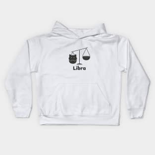 Libra Cat Zodiac Sign with Text (Black and White) Kids Hoodie